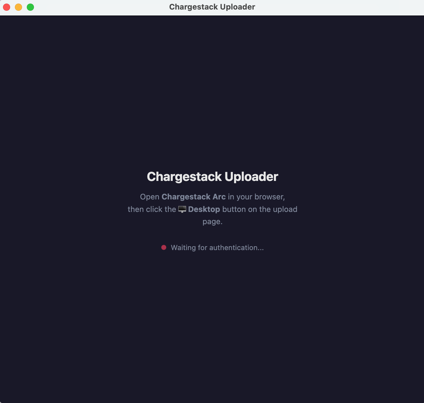The desktop app waits for you — connect it with one click from the browser's upload page.
