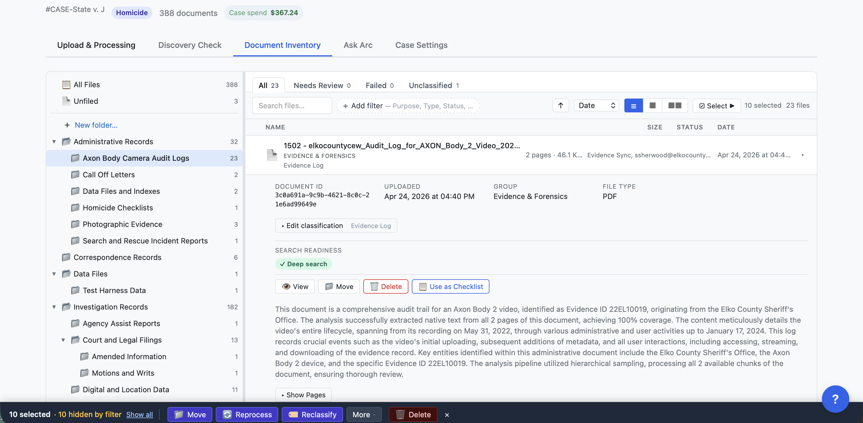 The Document Inventory — click any item to open it.